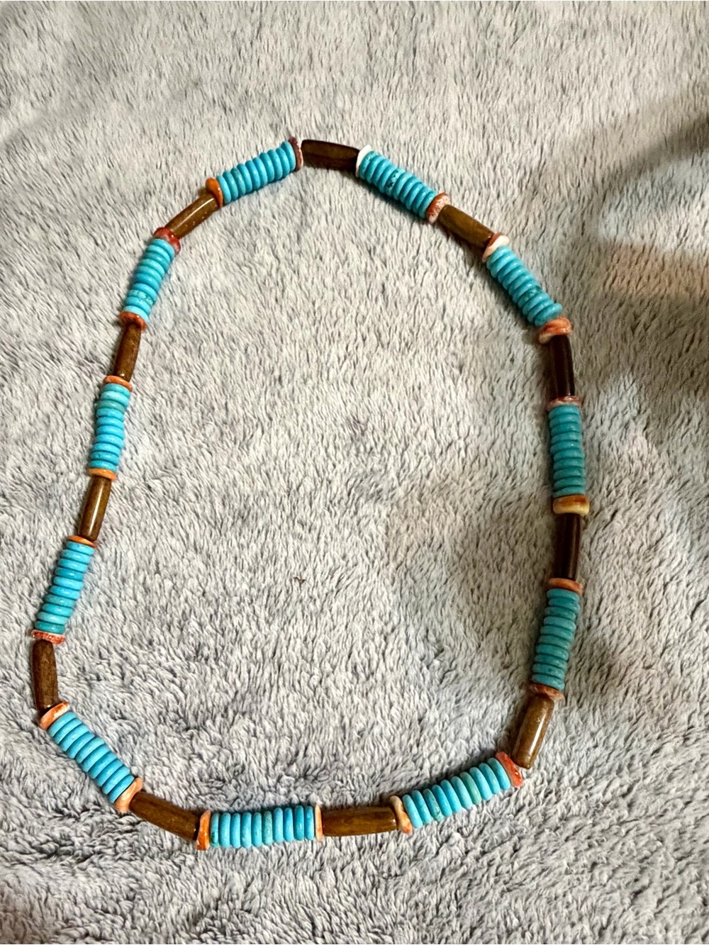 Turquoise Bead and Wood Necklace - Women Jewelry